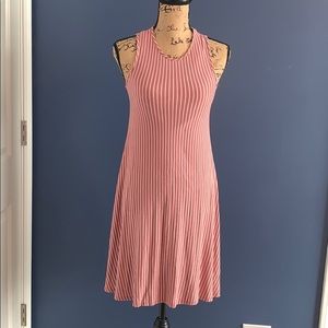 Pinc Rose & White Striped Swing Sleeveless Dress